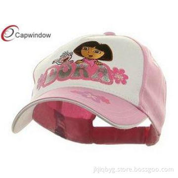 Cotton Childrens Baseball Caps , White Pink Dora Baseball C